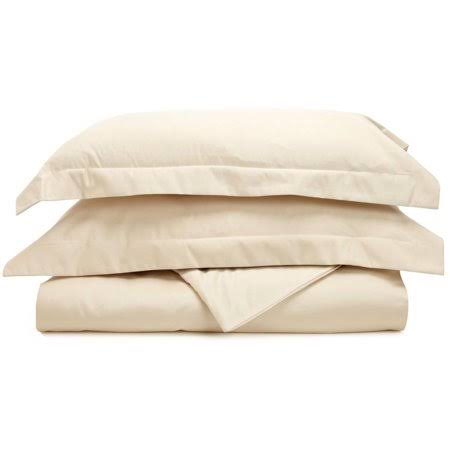 Ivory Beige Solid Cotton Duvet Cover Set X867