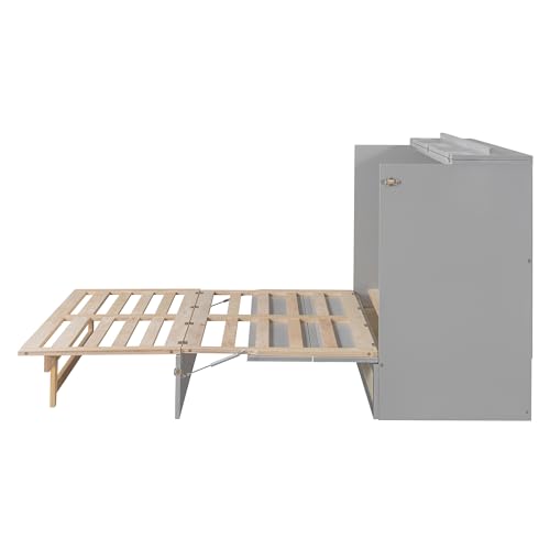 Queen Size Solid Wood Murphy Bed with Storage Drawers Q180046