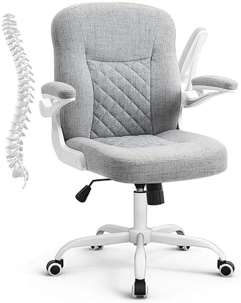 Grey Linen Office Chair with Wheels F899