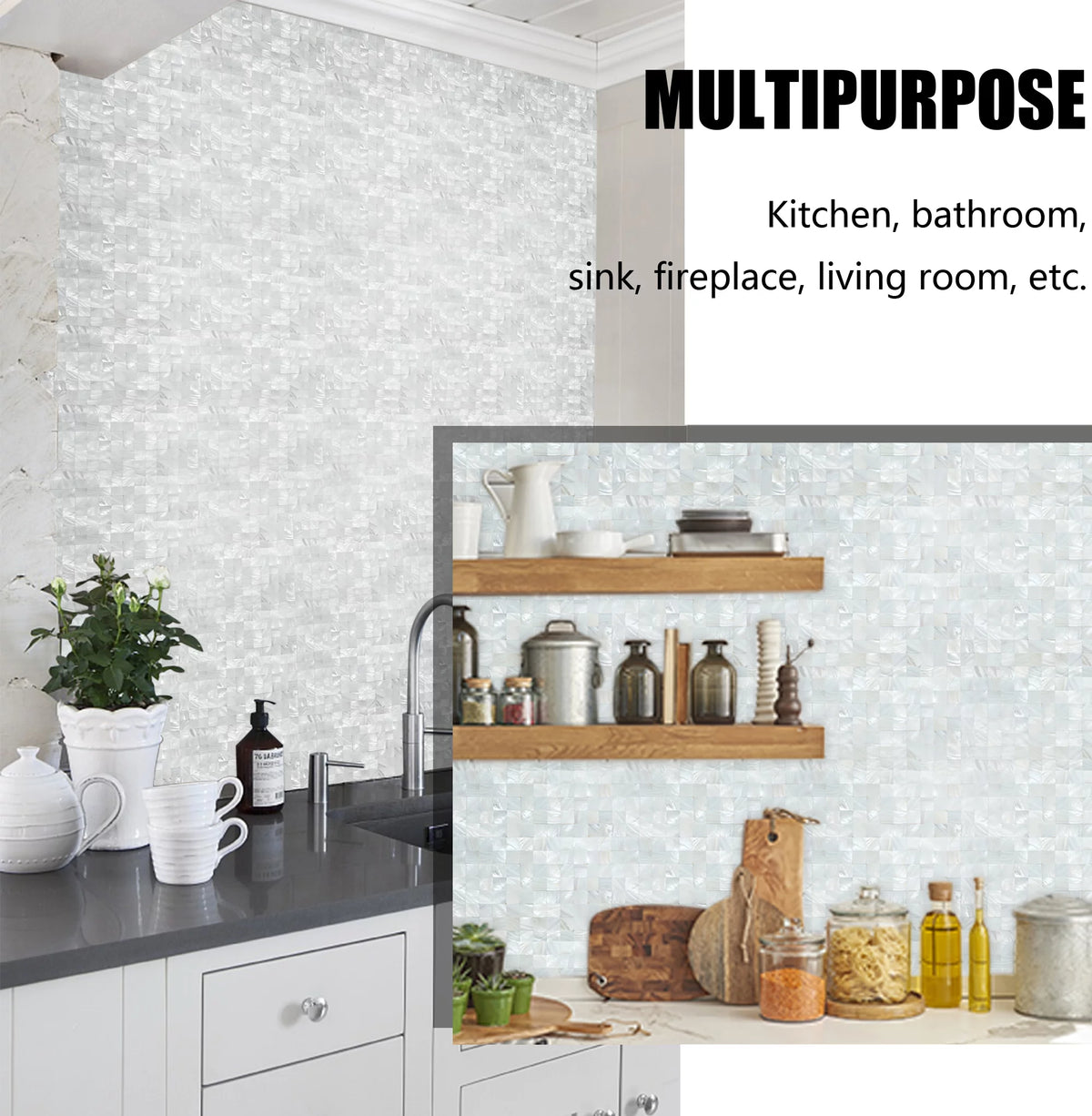 Peel and Stick Mosaic Shell Backsplash Tile V295093