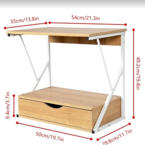 Blue 2 Tier Wooden Microwave Stand with Drawer V612798