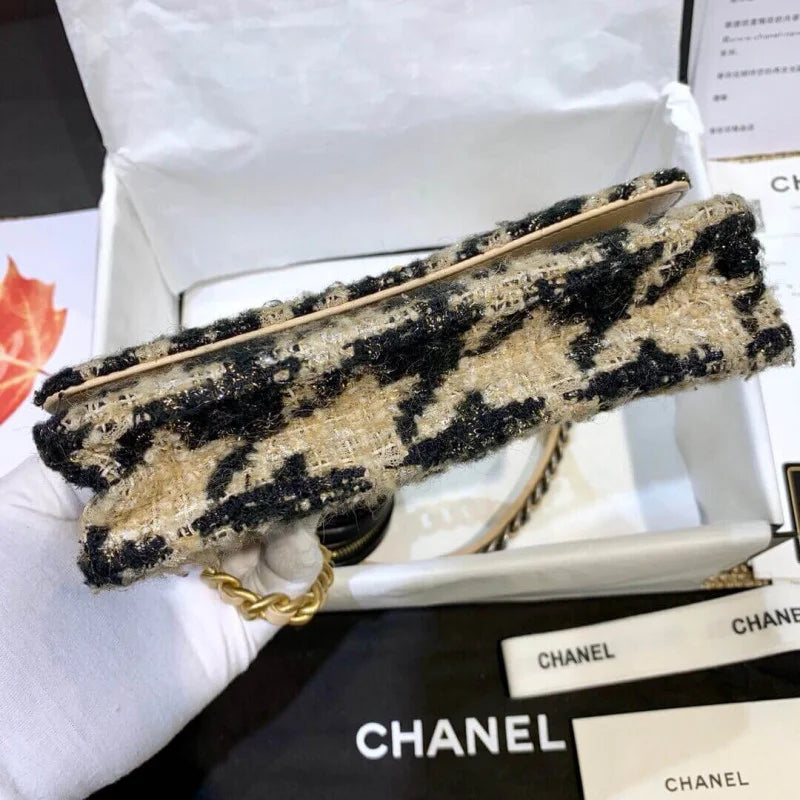 Tweed Leather Coin Purse W210912