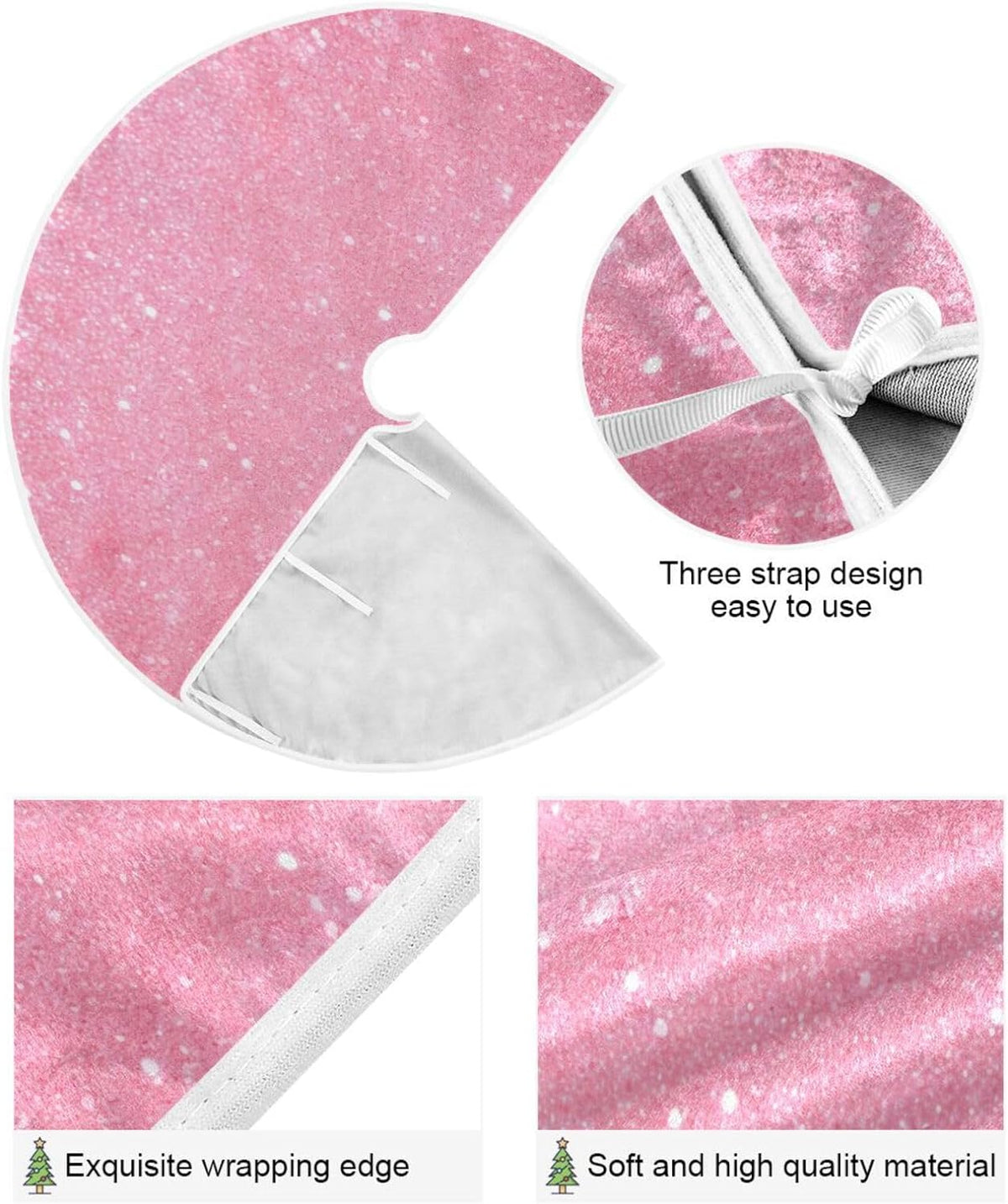 Glitter Blush Pink 47.2" Suede Christmas Tree Skirt U4964