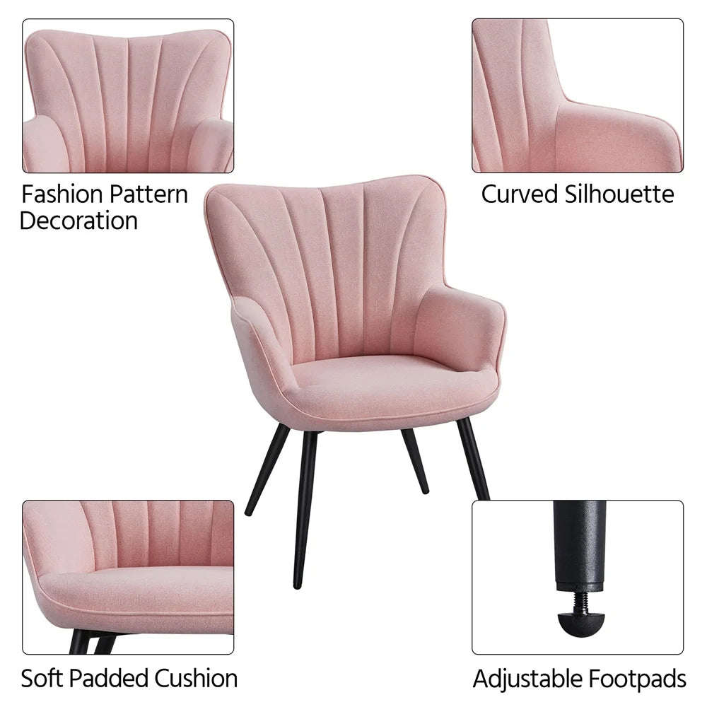 Pink Upholstered Fabric Accent Chair N41612