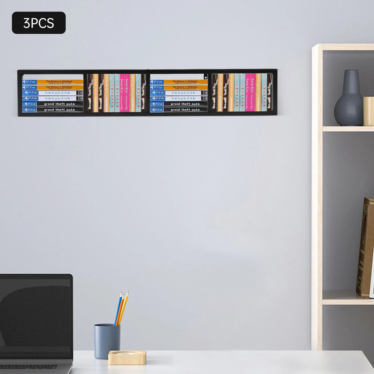 Wall Mount Video Game Storage Shelf CD DVD Media Organizer Rack Holder 34inch A753