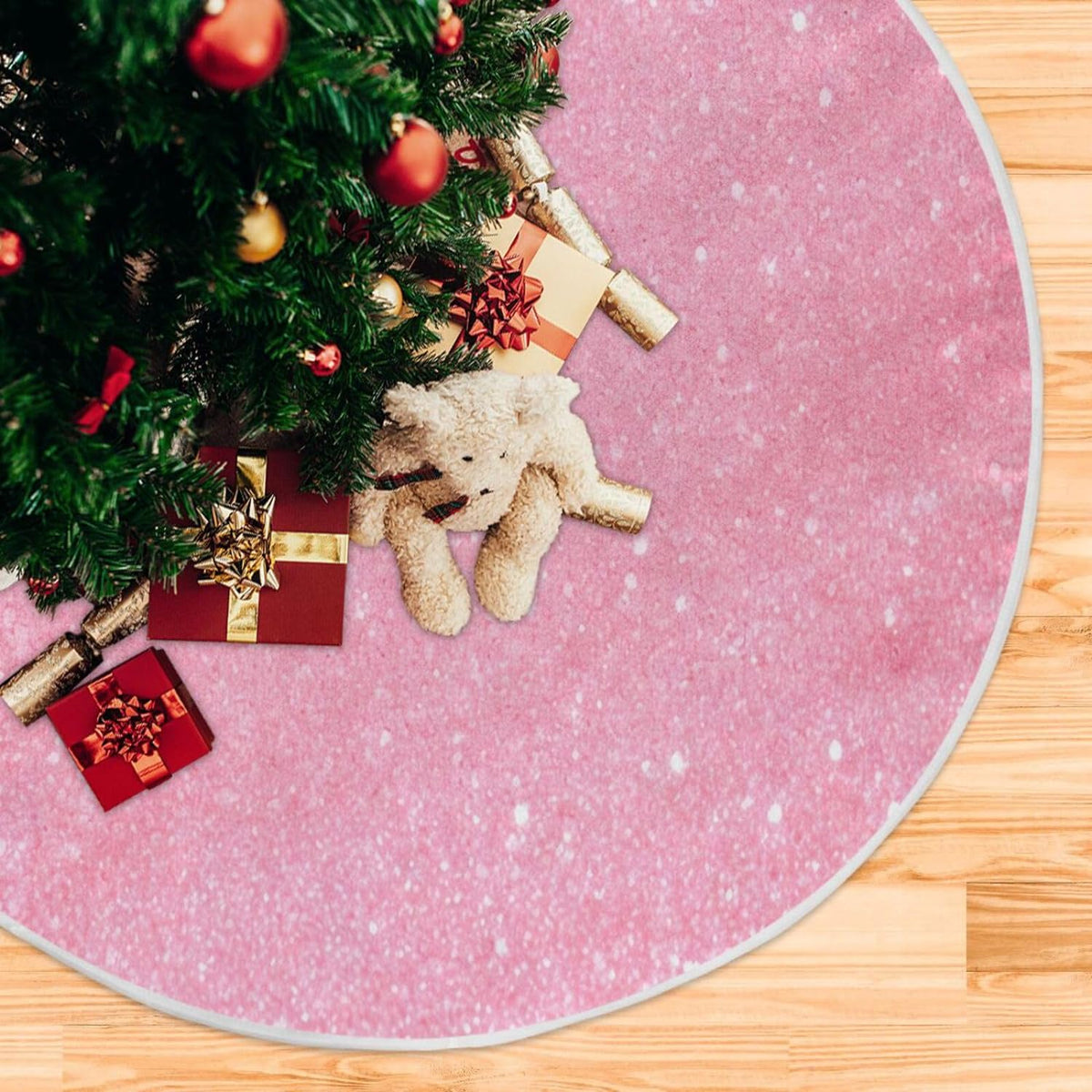 Glitter Blush Pink 47.2" Suede Christmas Tree Skirt U4964