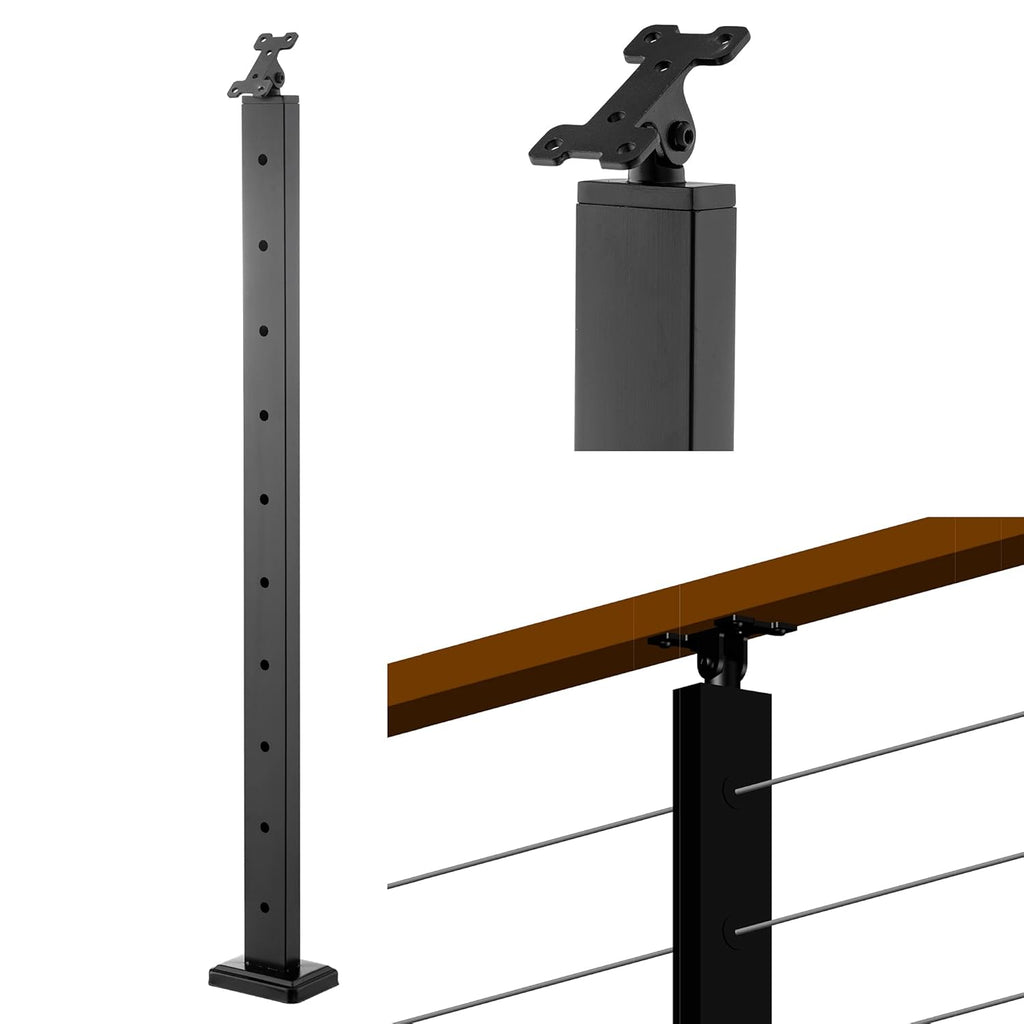 Black 42x1x2 Stainless Steel Square Cable Railing Post O627