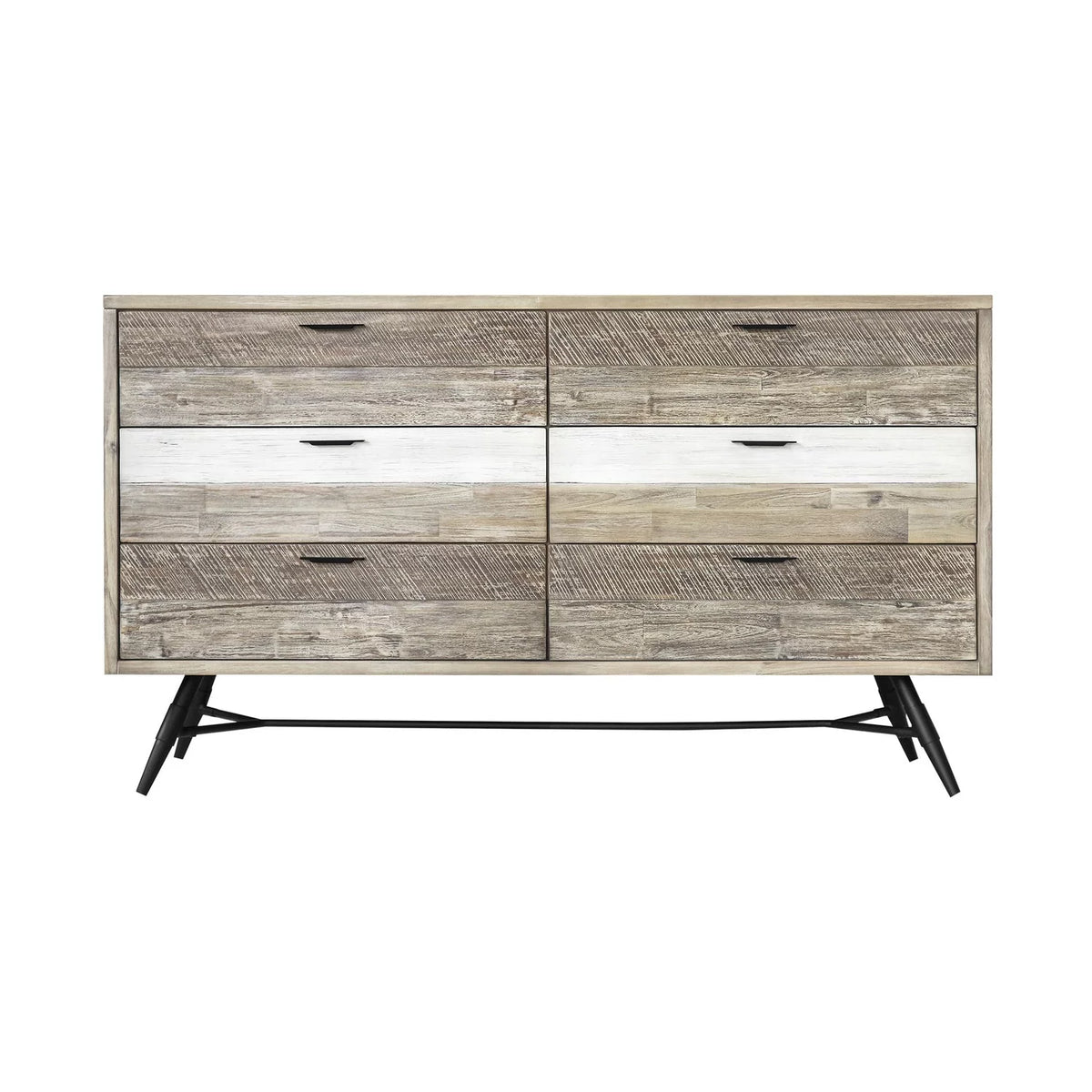 6 Drawer Two Tone Acacia Wood Dresser W14838
