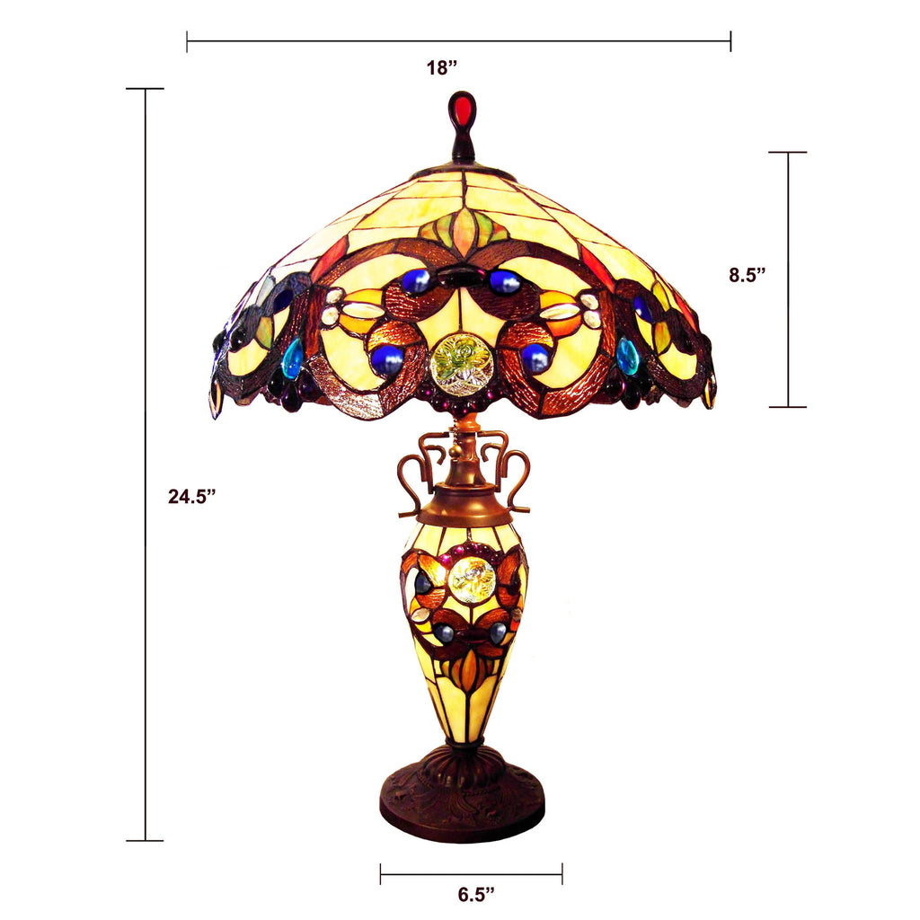 Victorian Tiffany-Style 3 Light Table Lamp 18" Wide P67837