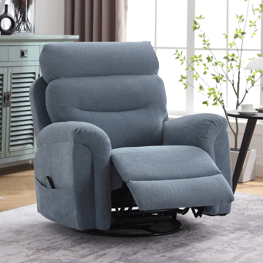 Upholstered Swivel Rocker Recliner Chair with Massage P29167