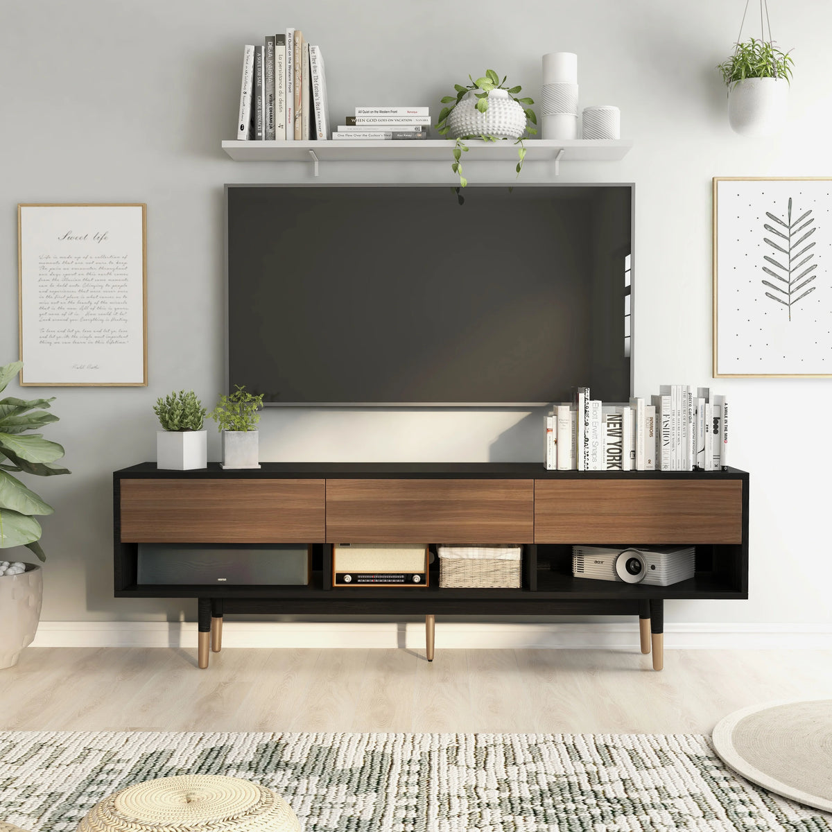 Black 71-inch 3-Shelf TV Console X327586