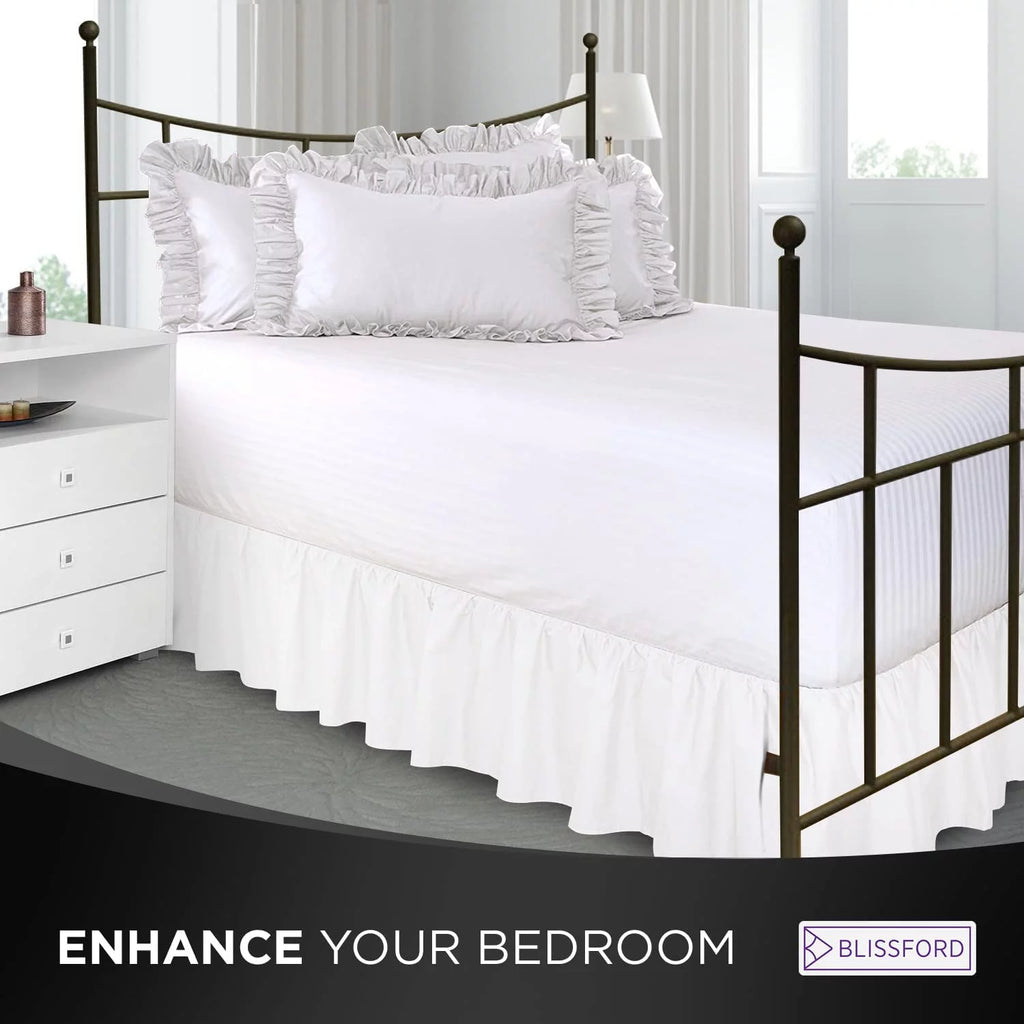 Queen White 21" Drop Ruffled Bed Skirt K8336