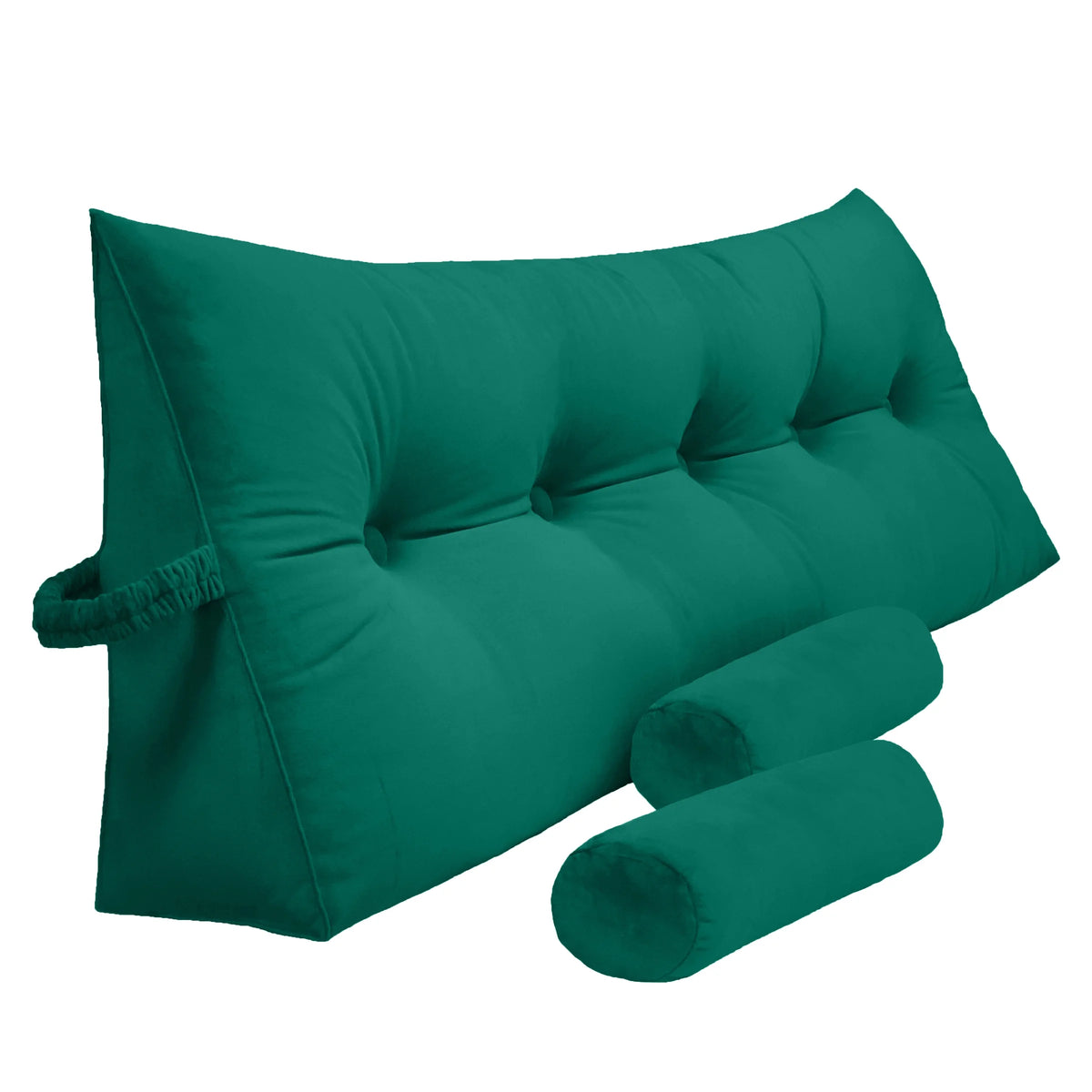Green Queen Triangular Bed Rest Pillow with Two Detachable Roll Pillows H257