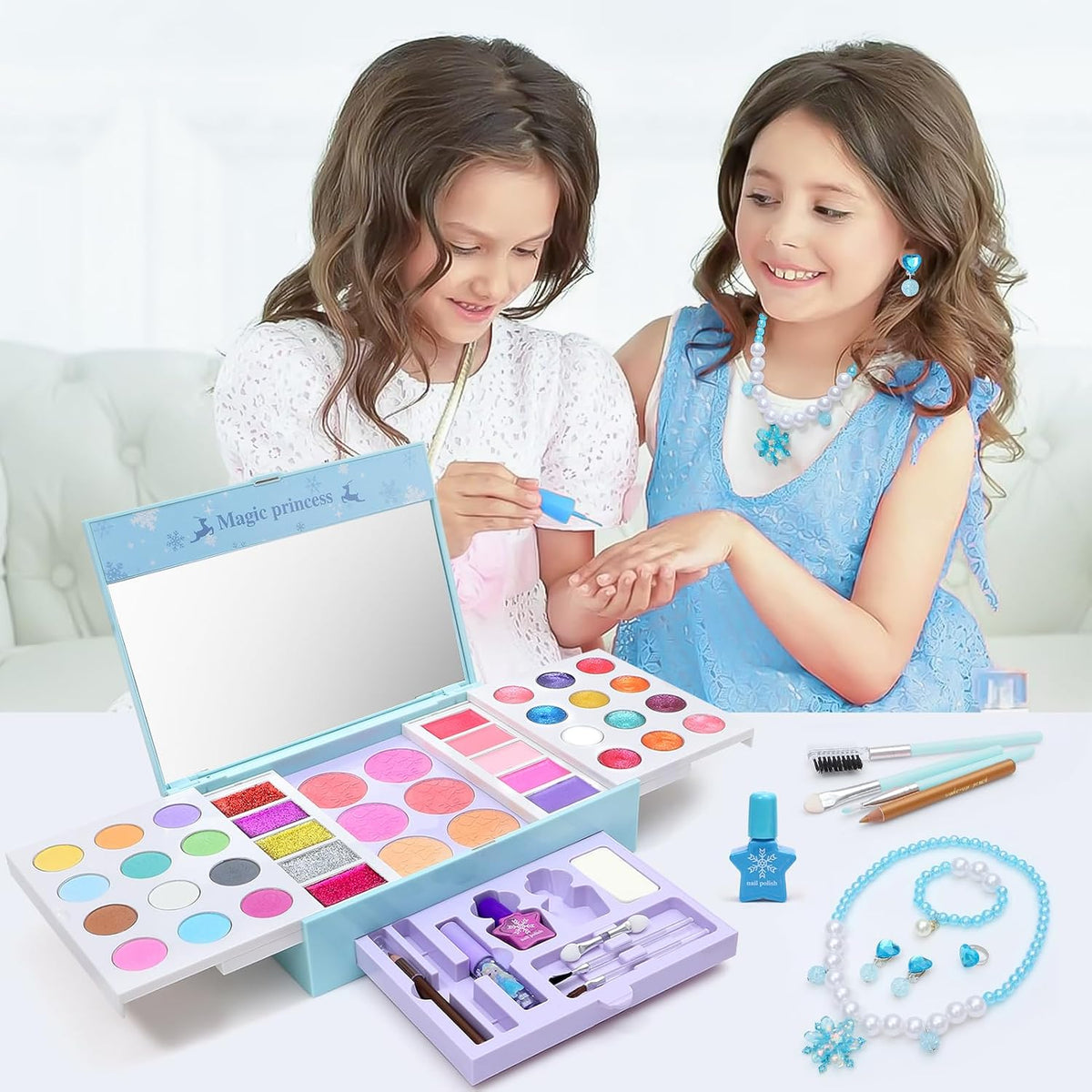 60pcs Princess Makeup Vanity Kit with Pretend Play Cosmetics D726