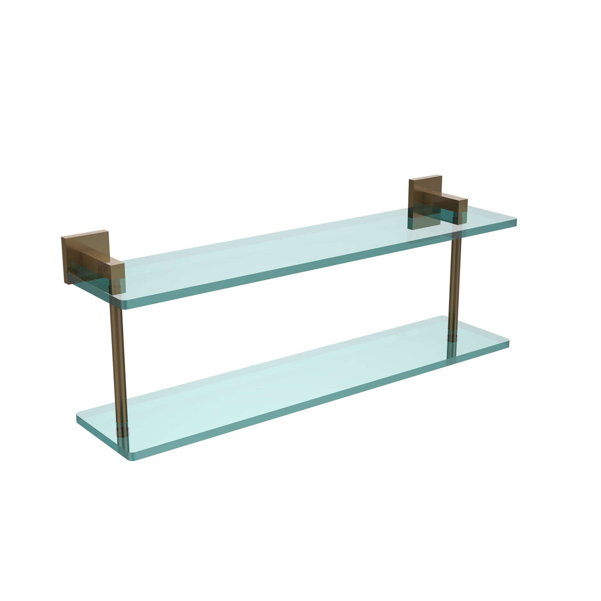 22 in. Two Tiered Glass Shelf Brushed Bronze R146