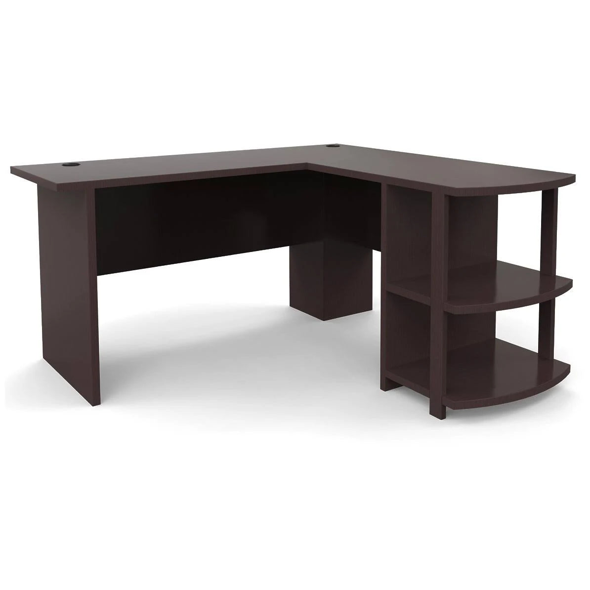 Dark Russet Cherry Corner L-Shaped Computer Desk G721