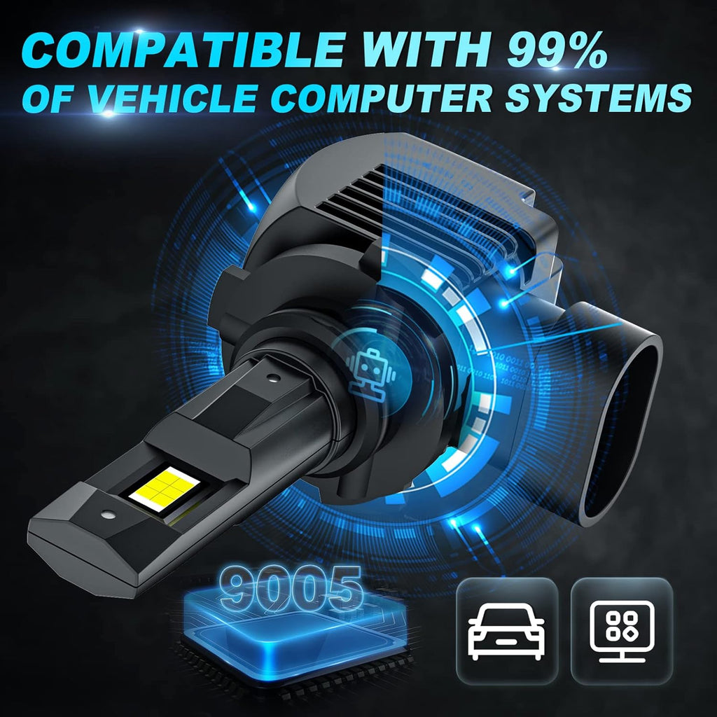 9005 LED Headlight Bulbs Low and High Beam with Fan 6000K V610294