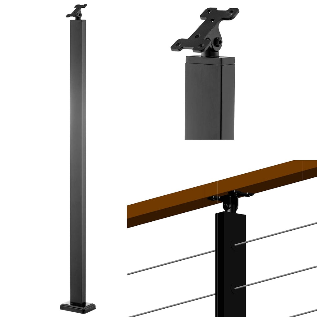 Black 42x1x2 Stainless Steel Square Cable Railing Post O627