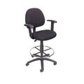 Black Fabric Drafting Stool with Foot Ring and Adjustable Arms J184932
