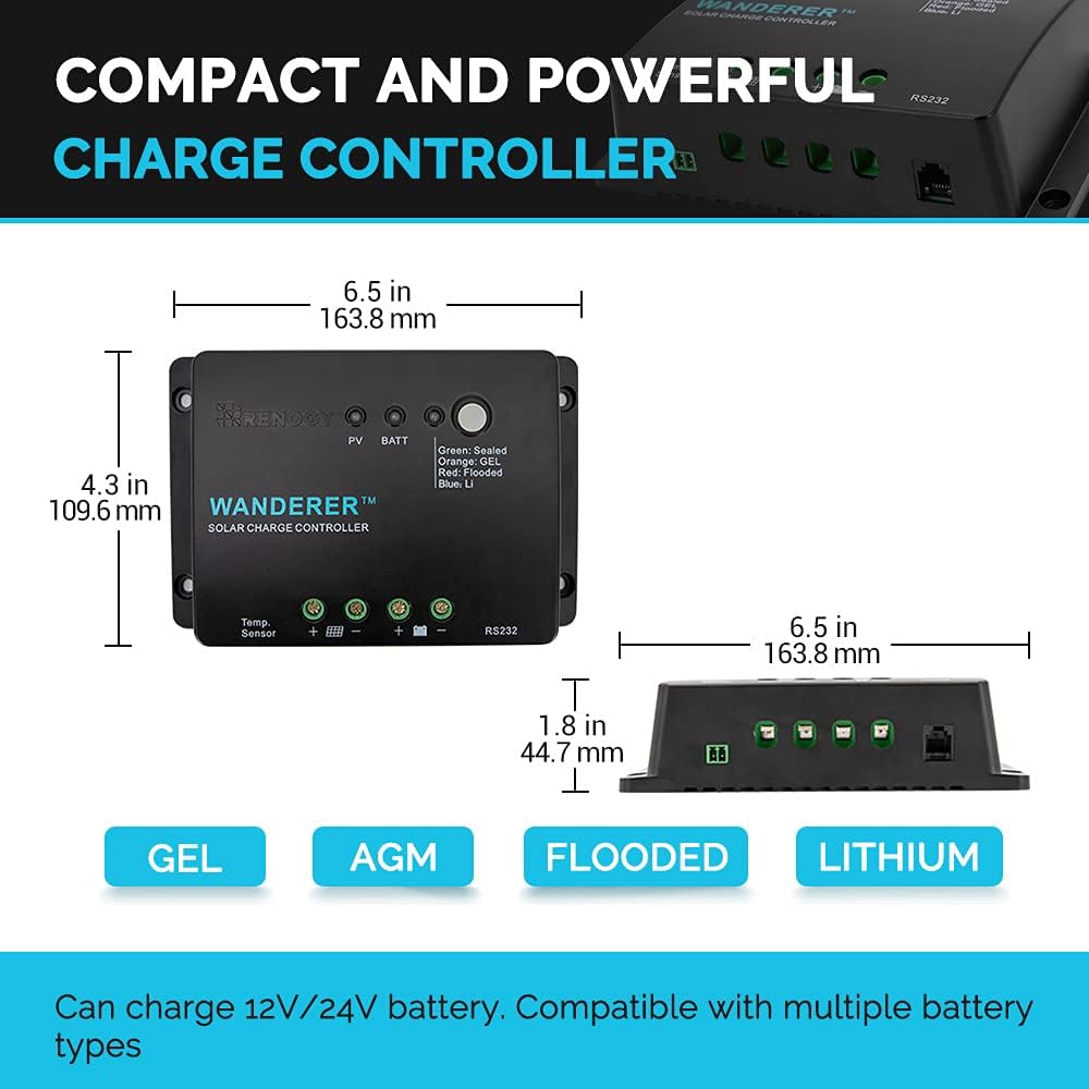 100W Monocrystalline Solar Panel with 30A PWM Charge Controller O795