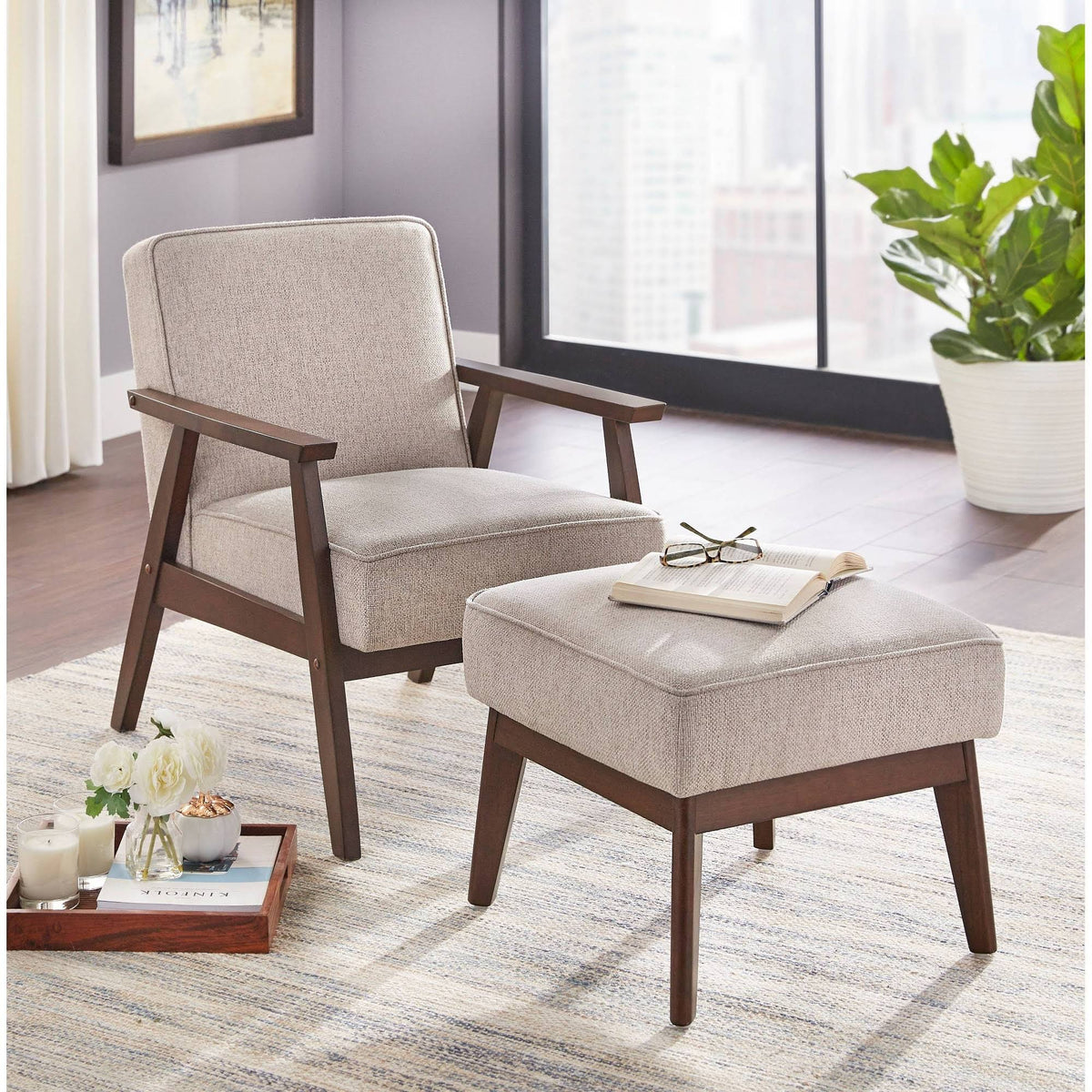 Sonia Chair & Ottoman Gray F17480