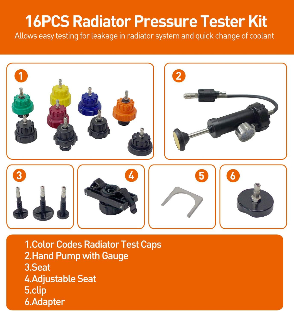Radiator Pressure Tester Kit, Vacuum Pump Type, Pack of 2 W377047