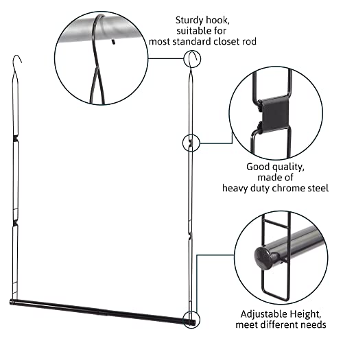 Hanging Closet Rod, Adjustable Closet Hanging Organizer, 2 Pack Chrome T45004