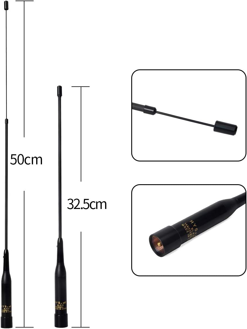 20inch Soft Telescopic Mobile Radio Antenna 137-174/400-480MHz with Clip and 5m Cable D90677