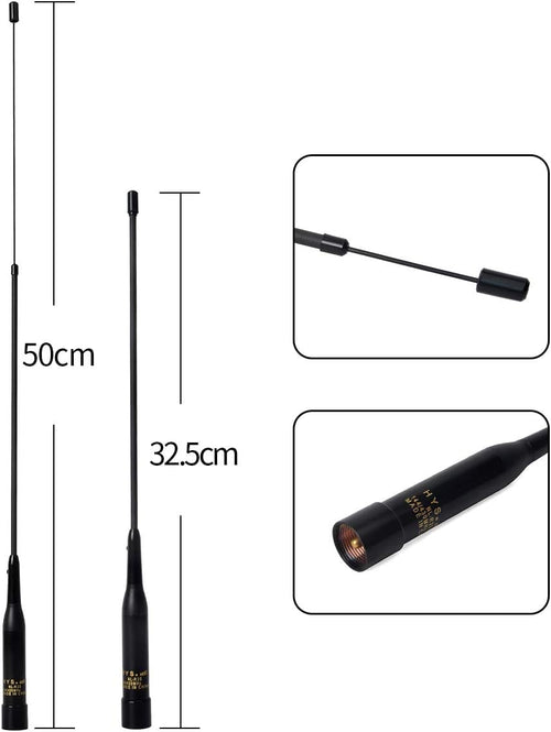 20inch Soft Telescopic Mobile Radio Antenna 137-174/400-480MHz with Clip and 5m Cable D90677