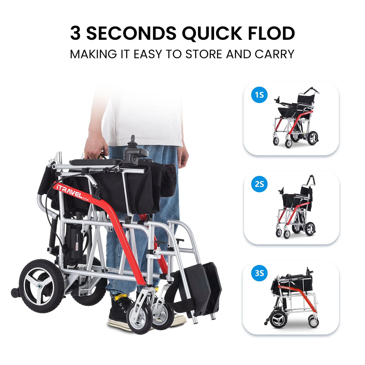 Lightweight Foldable Electric Wheelchair with Cup Holder & Anti-Tipper Q705138