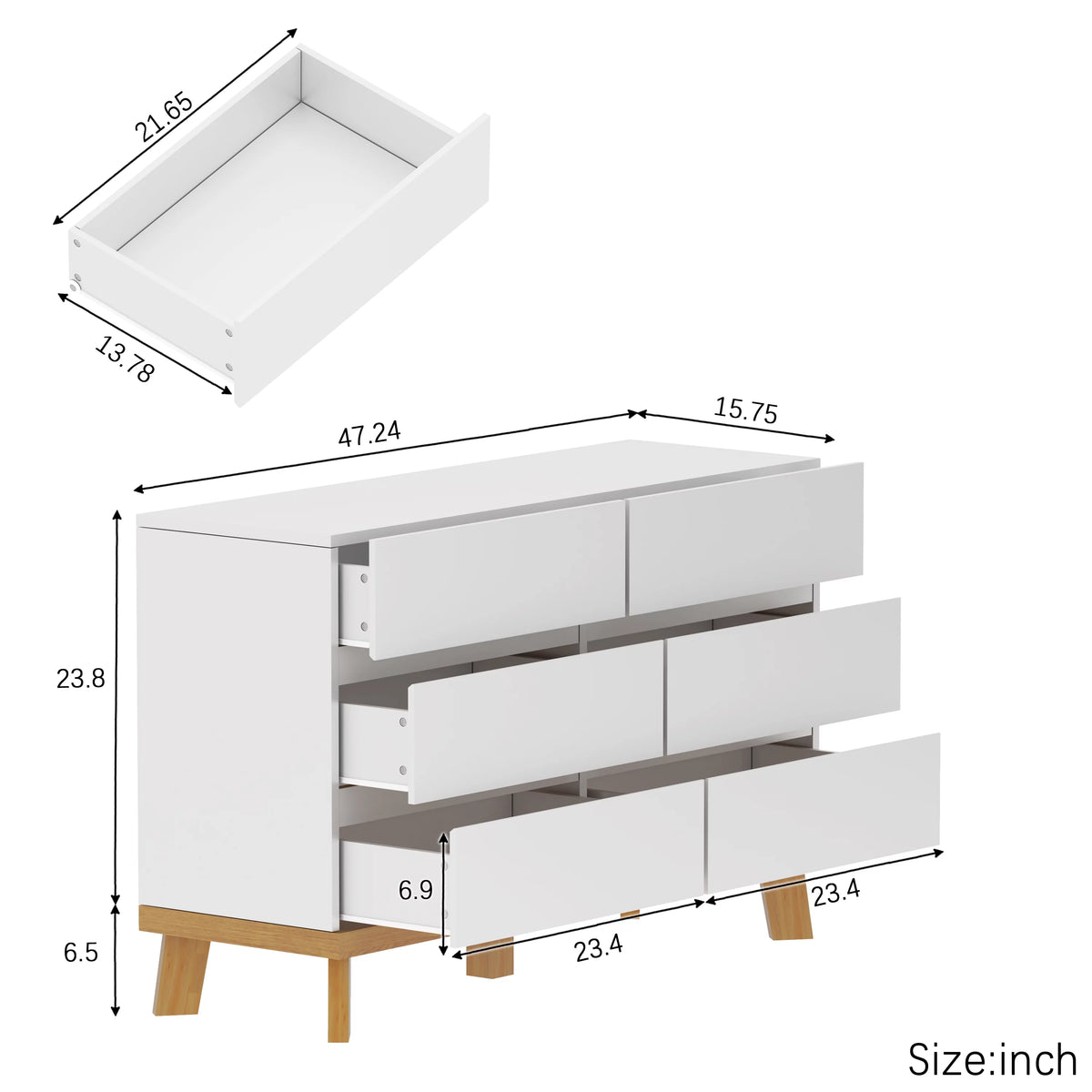 White 6 Drawer Storage Cabinet T707