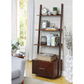 Espresso Ladder Bookcase with File Drawer Q525