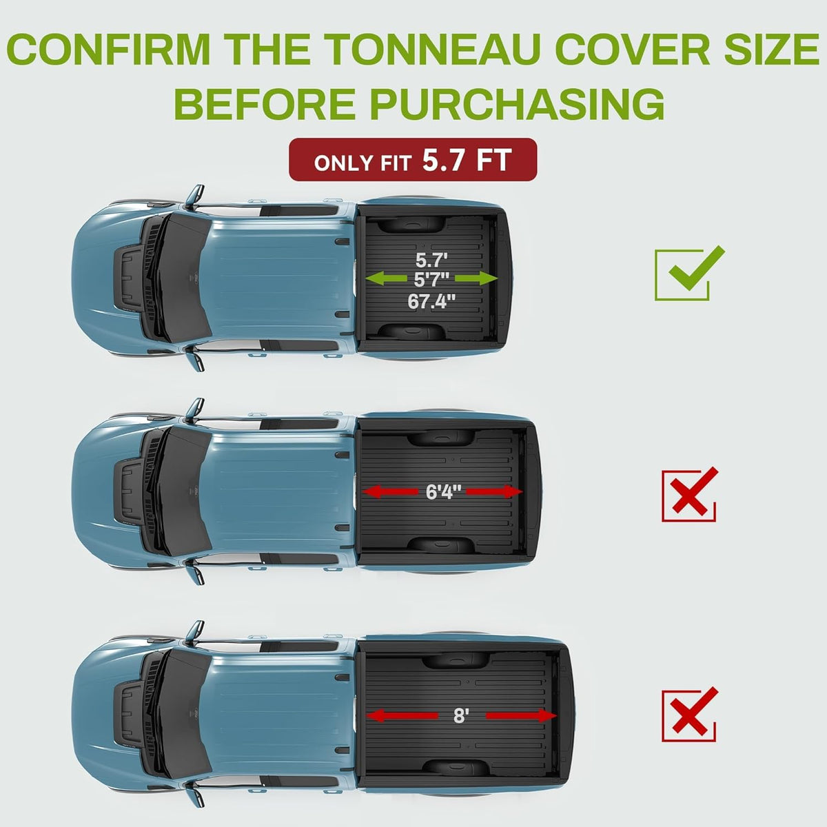 Soft Tri-fold Truck Bed Tonneau Cover for 5.7ft Bed G8164