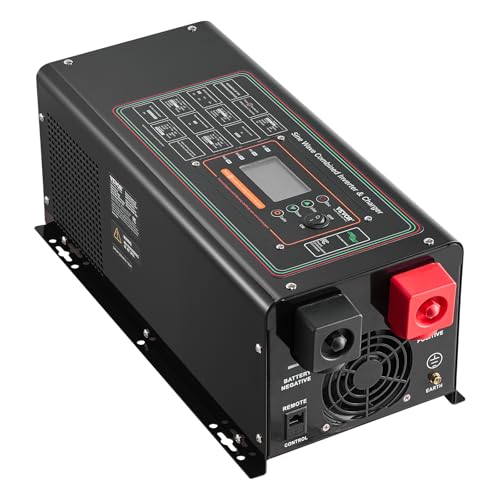 2000 Watt DC 12V to AC 120V Pure Sine Wave Inverter Charger with LCD Display J60553