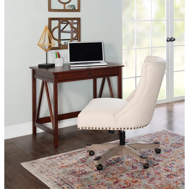 Wood Upholstered Office Chair in Natural Beige J843968