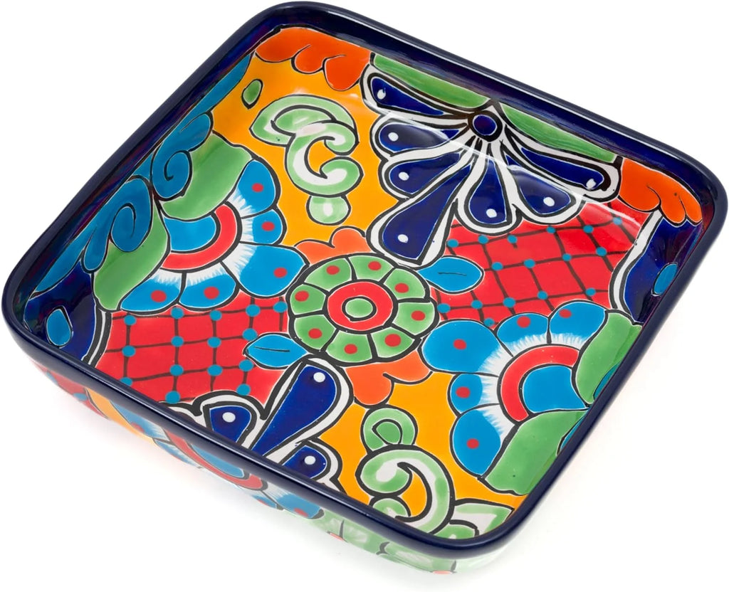Cobalt Hand Painted Ceramic Baking Dish Casserole Dish Serving Platter Tray Floral Dish Oven Safe Microwave Safe Brownie Pan K602