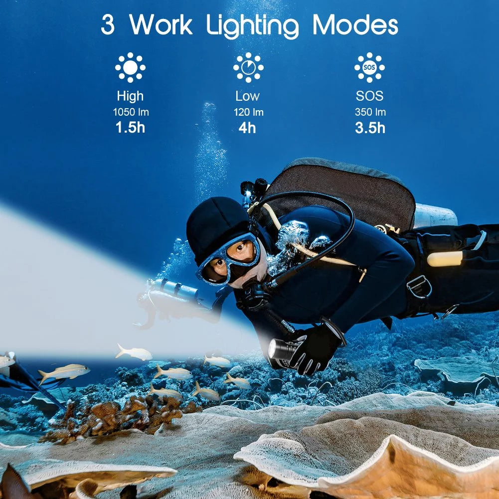 IPX8 Waterproof 1050lm Diving Flashlight X534