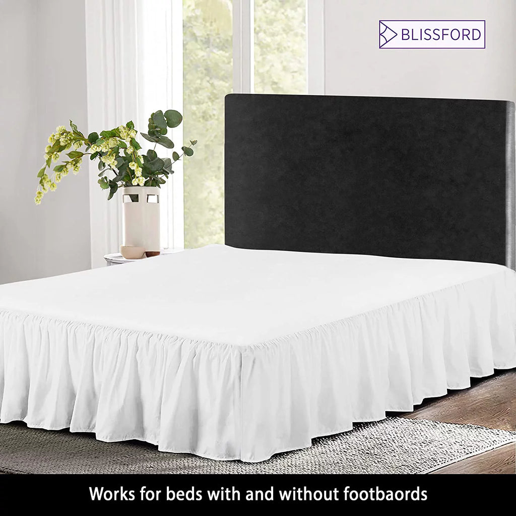 Queen White 21" Drop Ruffled Bed Skirt K8336