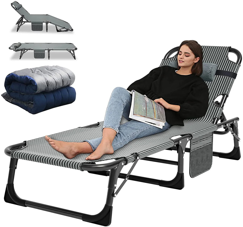Portable Folding Camping Cot Bed with Mattress & Pillow I21660