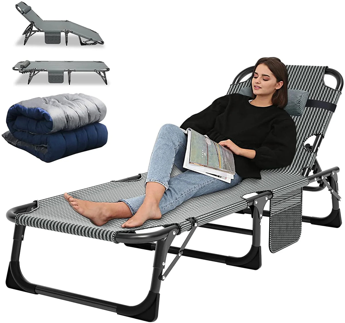 Portable Folding Camping Cot Bed with Mattress & Pillow I21660