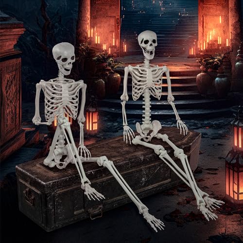 5.9ft Halloween Life Size Skeleton Plastic Human Bones with Movable Joints C636497