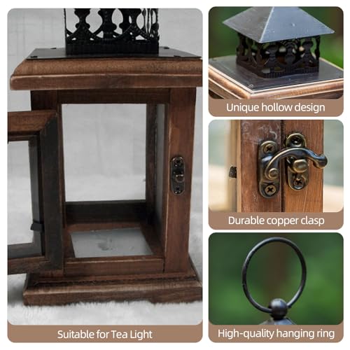 Brown Wooden Candle Holder Lantern O9467