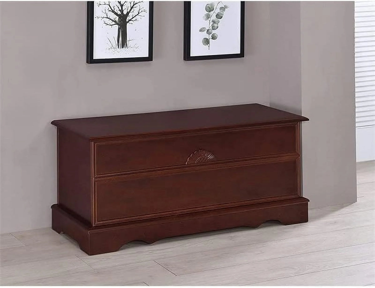 Warm Brown Cedar Lined Wood Storage Blanket Chest Trunk W2706