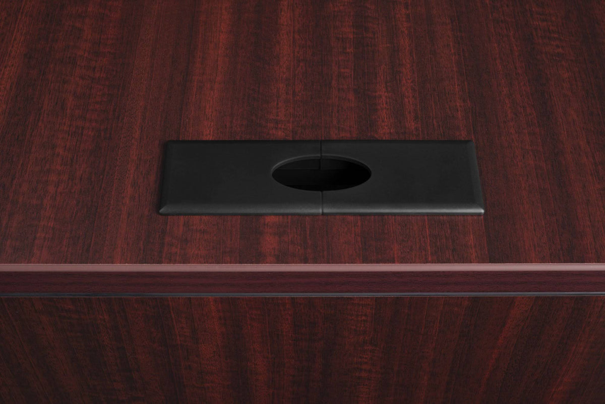 Cherry Single Pedestal L-Desk with Return U8796