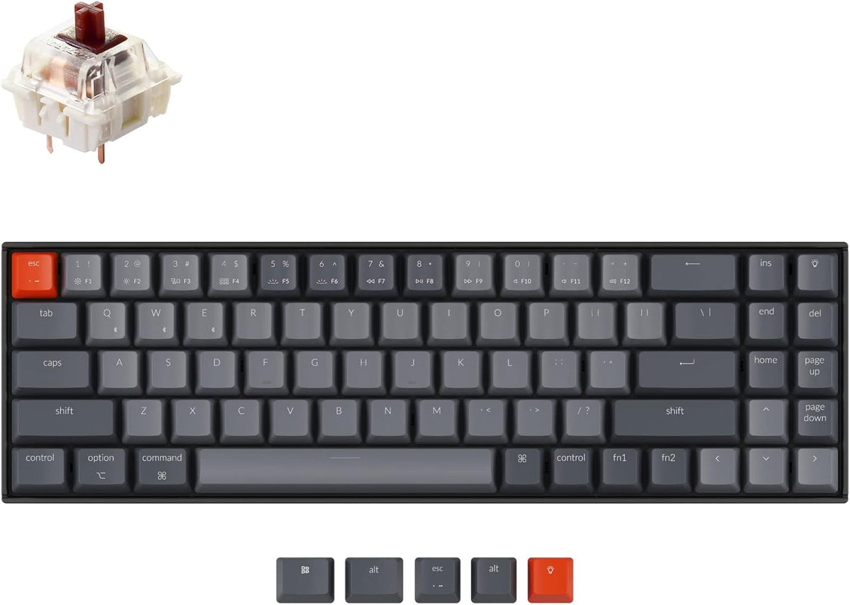 70% Layout 72 Keys Hot-Swappable Bluetooth Wireless USB Wired Mechanical Gaming Keyboard with White LED Backlight T85233