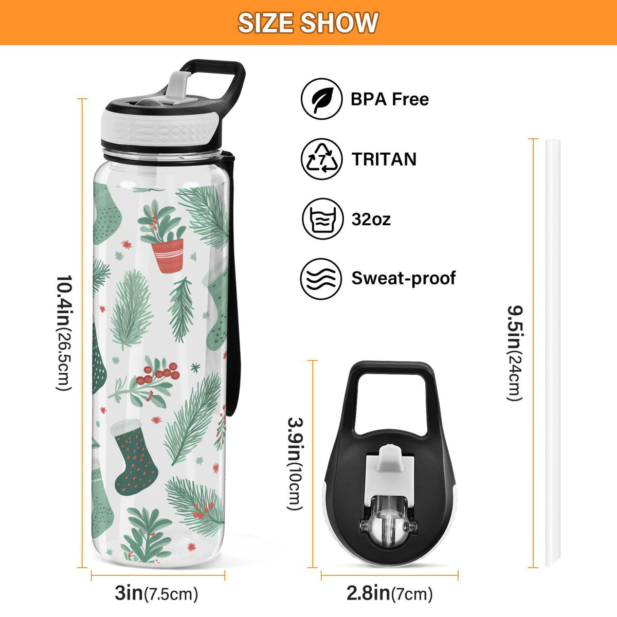 Clear 32oz Tritan Water Bottle with Straw O19544