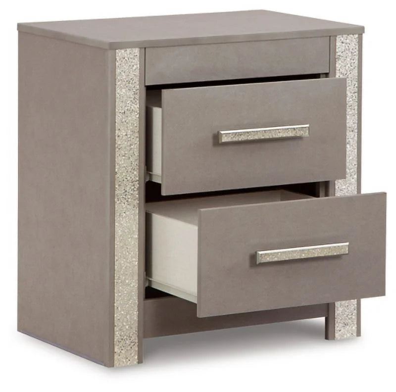 Gray 2 Drawer Nightstand W7305