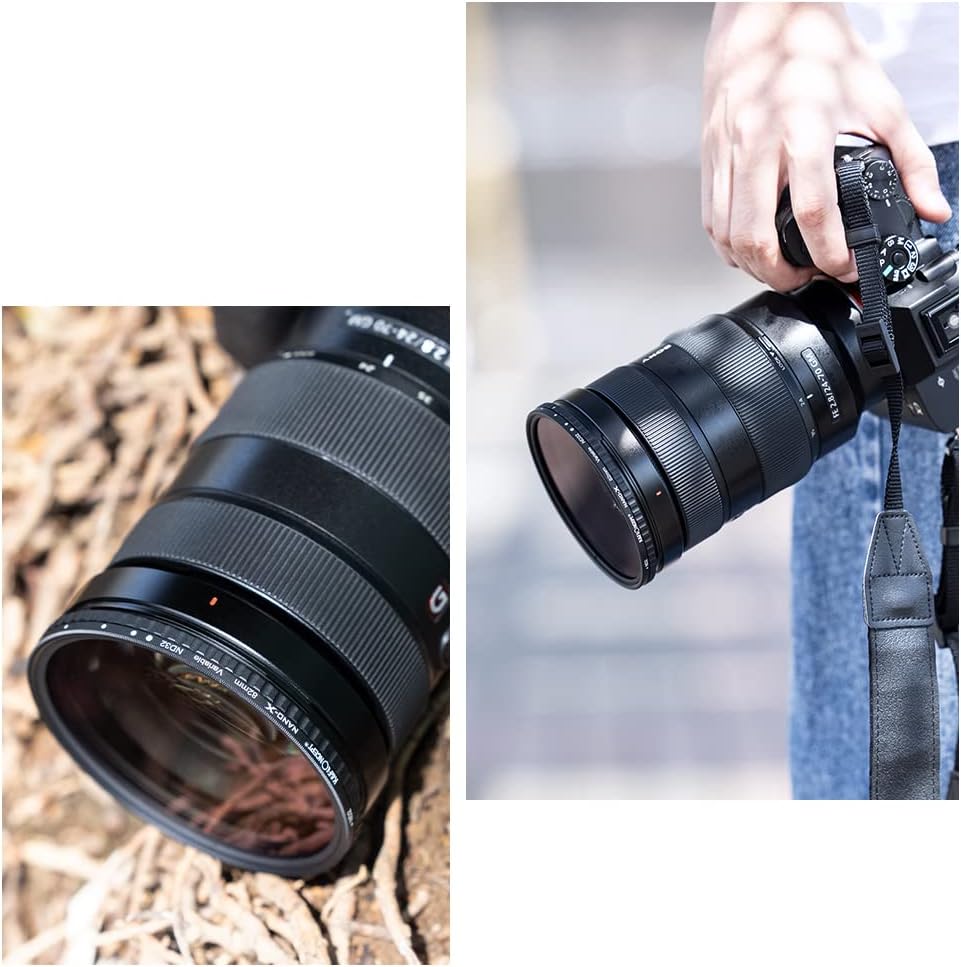 58mm Variable ND Filter ND2-ND32 Camera Lens Filter, 28 Multi-Layer Coatings, Pack of 2 C604534