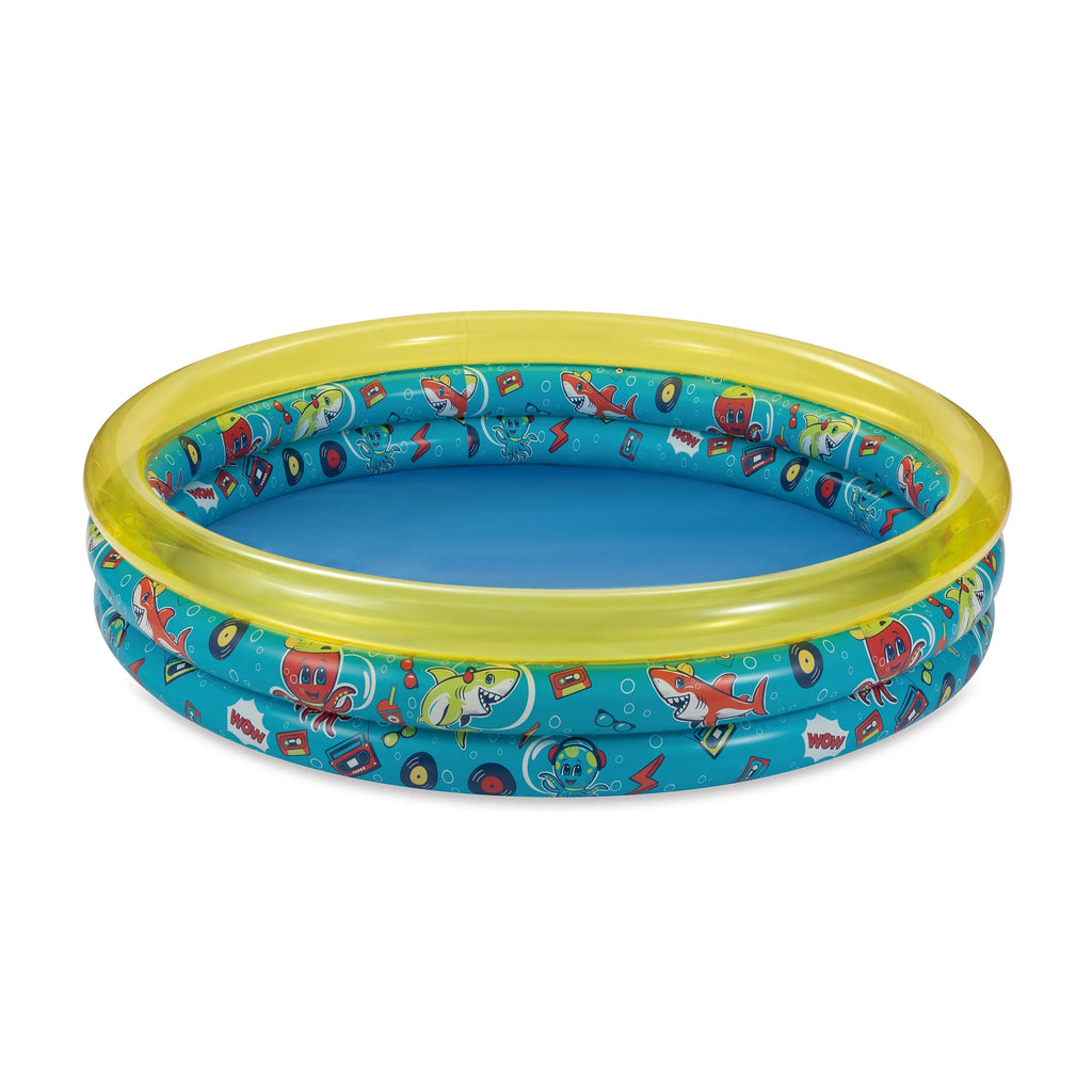 Round Inflatable 3-Ring Kiddie Splash Play Pool Yellow U22583