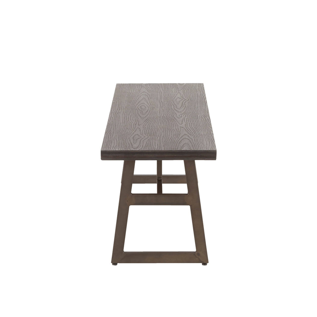 Black/Brown Metal and Wood Industrial Bench C843212